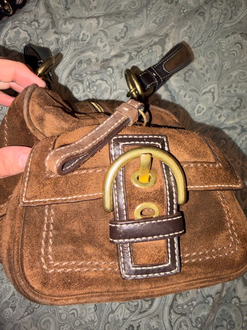 Vintage Coach Mia Soho Chocolate Brown Suede Buckle Satchel - Picture 9 of 14